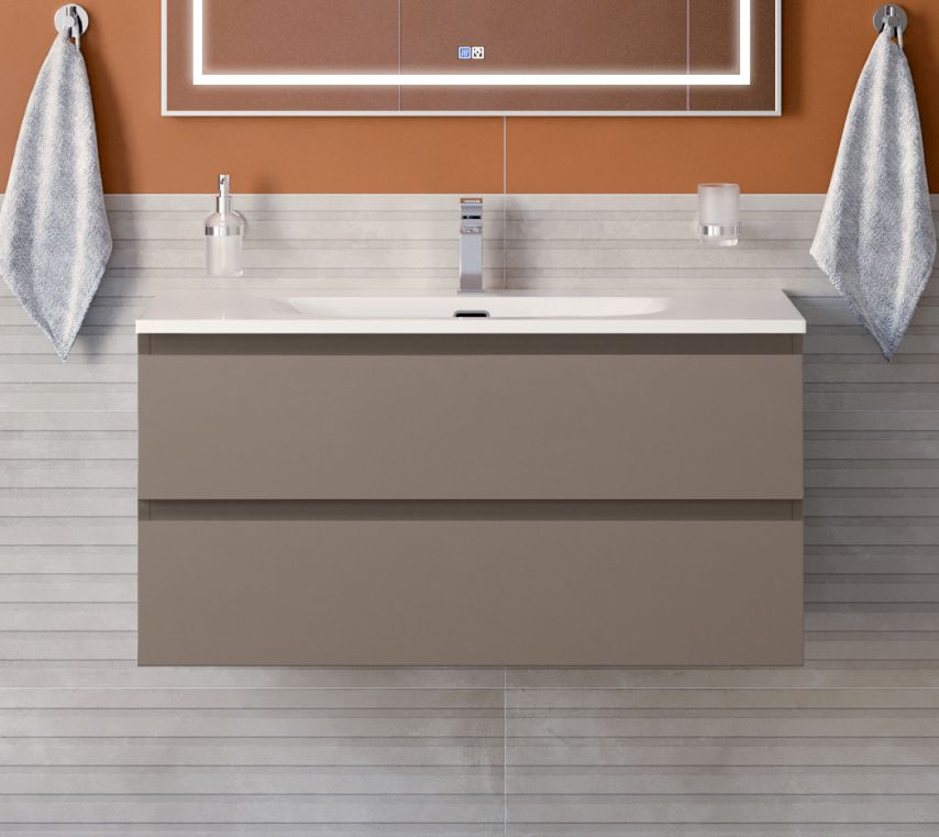 купить Тумба с раковиной подвесная BelBagno KRAFT-1000-2C-SO-CO Бежевый матовый, раковина белая BB-8099-100 