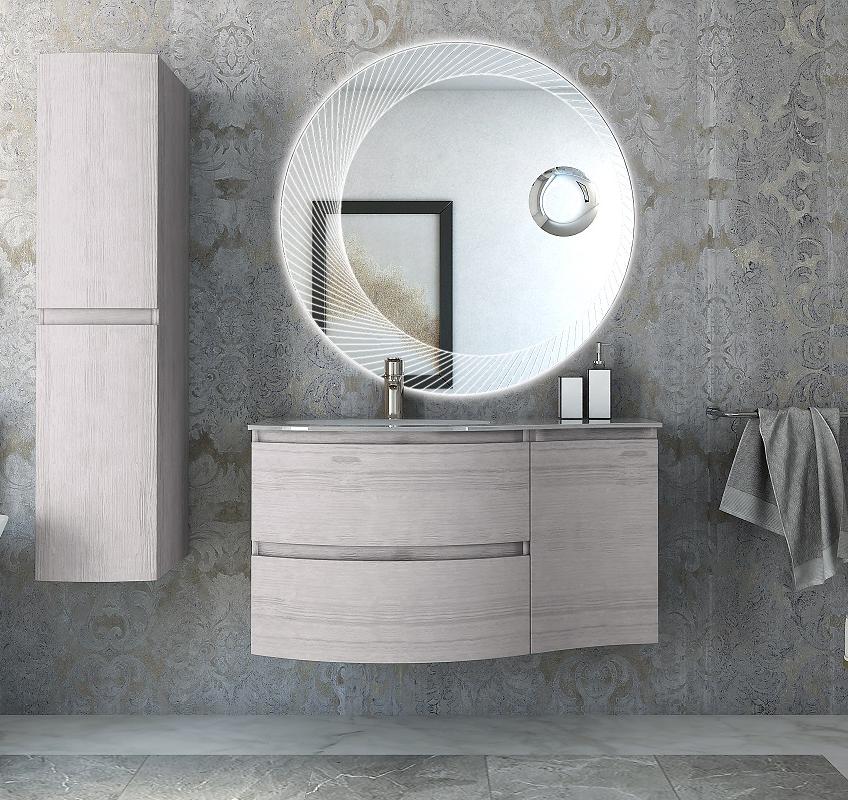 купить Мебель для ванной чаша слева Cezares VAGUE 104 Rovere sbiancato 54847+54848 