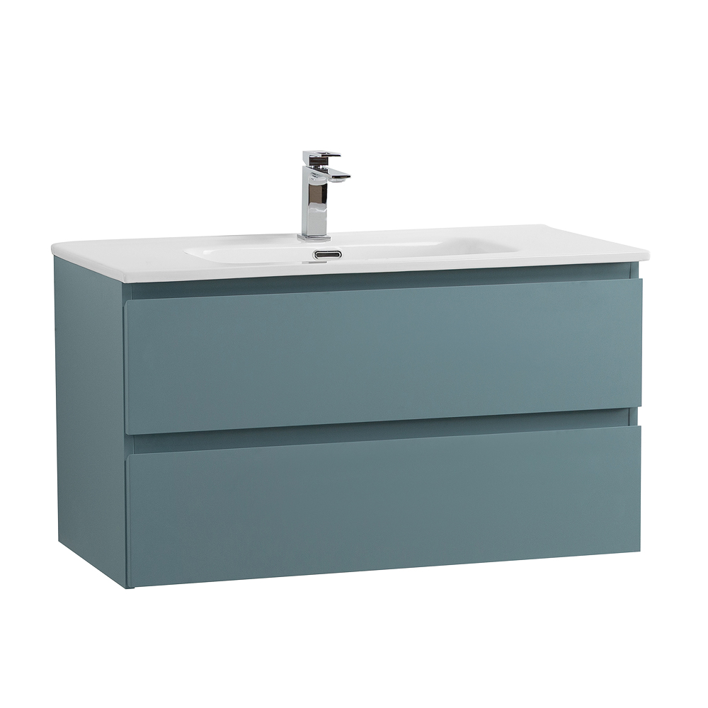 Тумба с раковиной подвесная BelBagno KRAFT-900-2C-SO-AO Голубой матовый, раковина белая BB900ETL
