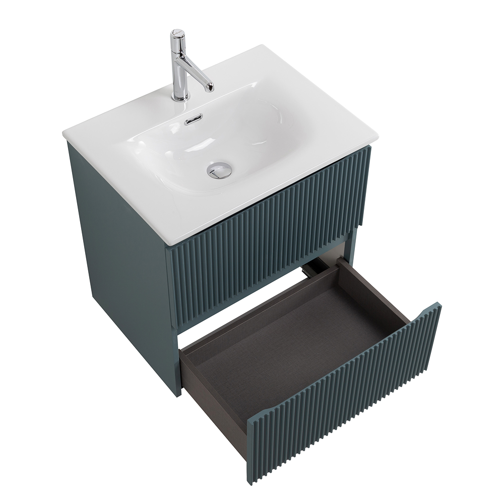 Тумба с раковиной подвесная BelBagno UNO-MINI-500-2C-SO-AO Голубой матовый, раковина белая BB-8099-3-50