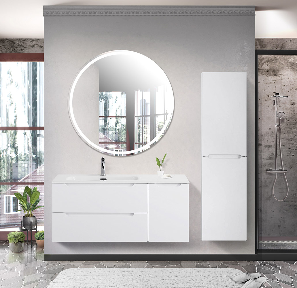 Подвесная тумба с раковиной BelBagno ETNA 120 Bianco Lucido левая, ETNA-1200-2C-1A-SO-BL-L + BB1200ETL-L