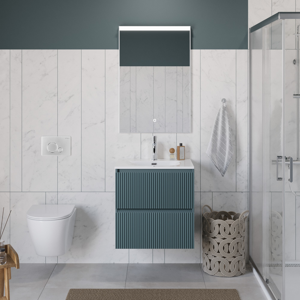 Тумба с раковиной подвесная BelBagno UNO-700-2C-SO-AO Голубой матовый, раковина белая BB-8099-70