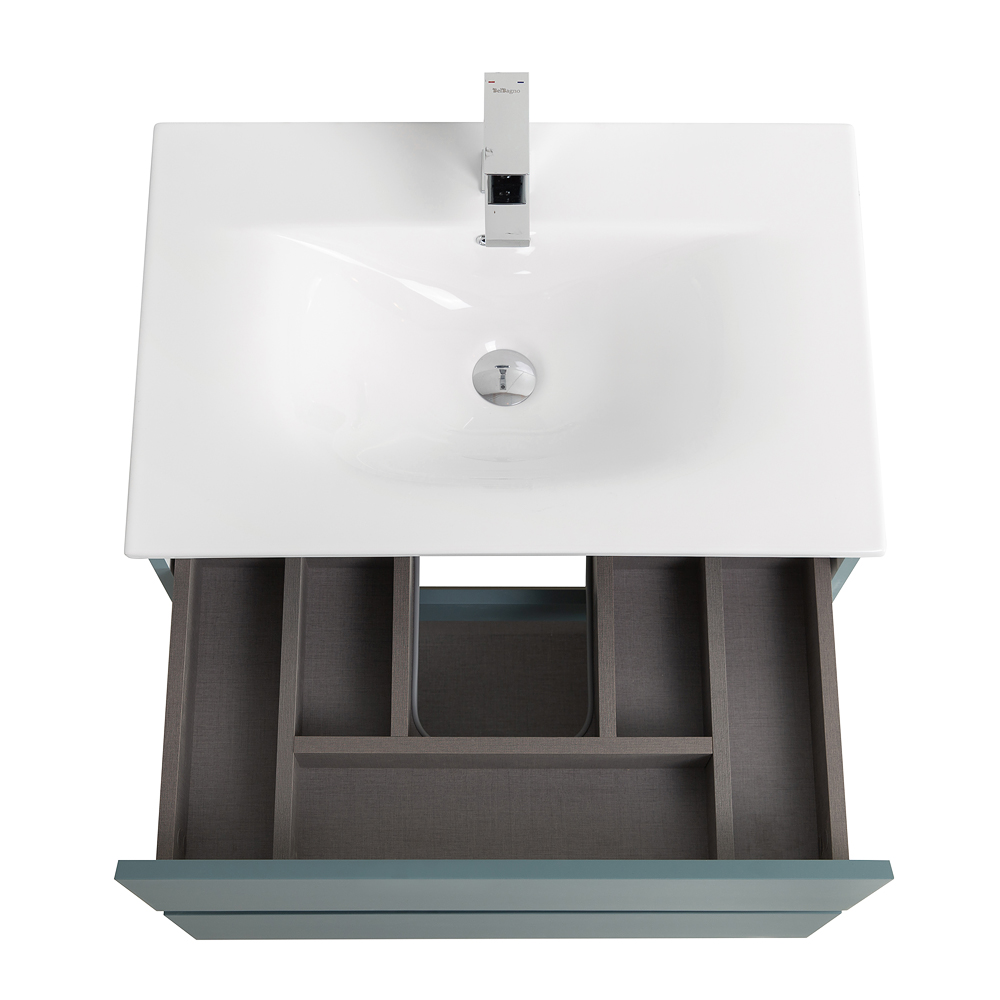 Тумба с раковиной подвесная BelBagno KRAFT-600-2C-SO-AO Голубой матовый, раковина белая BB-8099-60
