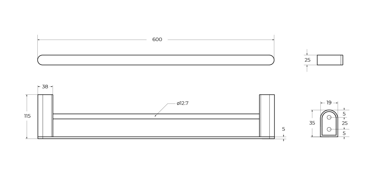 Полотенцедержатель двойной Cezares STYLUS-THD-60-01