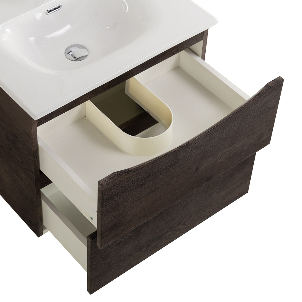 Тумба с раковиной подвесная BelBagno MARINO-CER-MINI-500-2C-SO-RNG-P Rovere Nature Grigio, раковина белая BB-8099-3-50