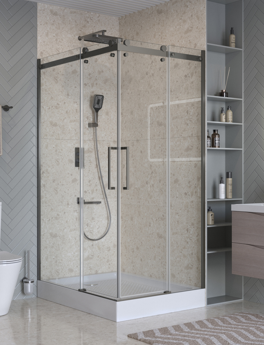 Душевой уголок 120х90см BelBagno MARINO-2-AH-2-120/90-C-GM профиль оружейная сталь, стекло прозрачное