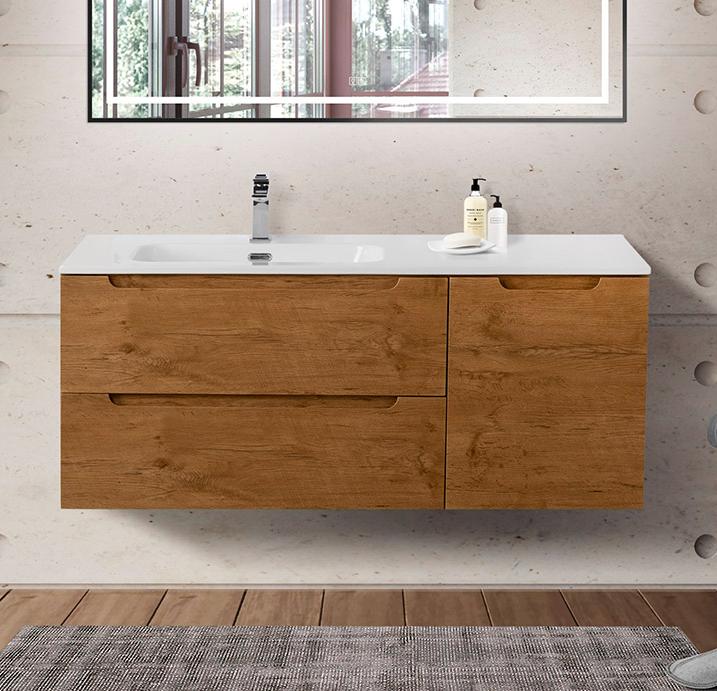 купить Подвесная тумба с раковиной BelBagno ETNA 120 Rovere Nature левая, ETNA-1200-2C-1A-SO-RN-L + BB1200ETL-L 