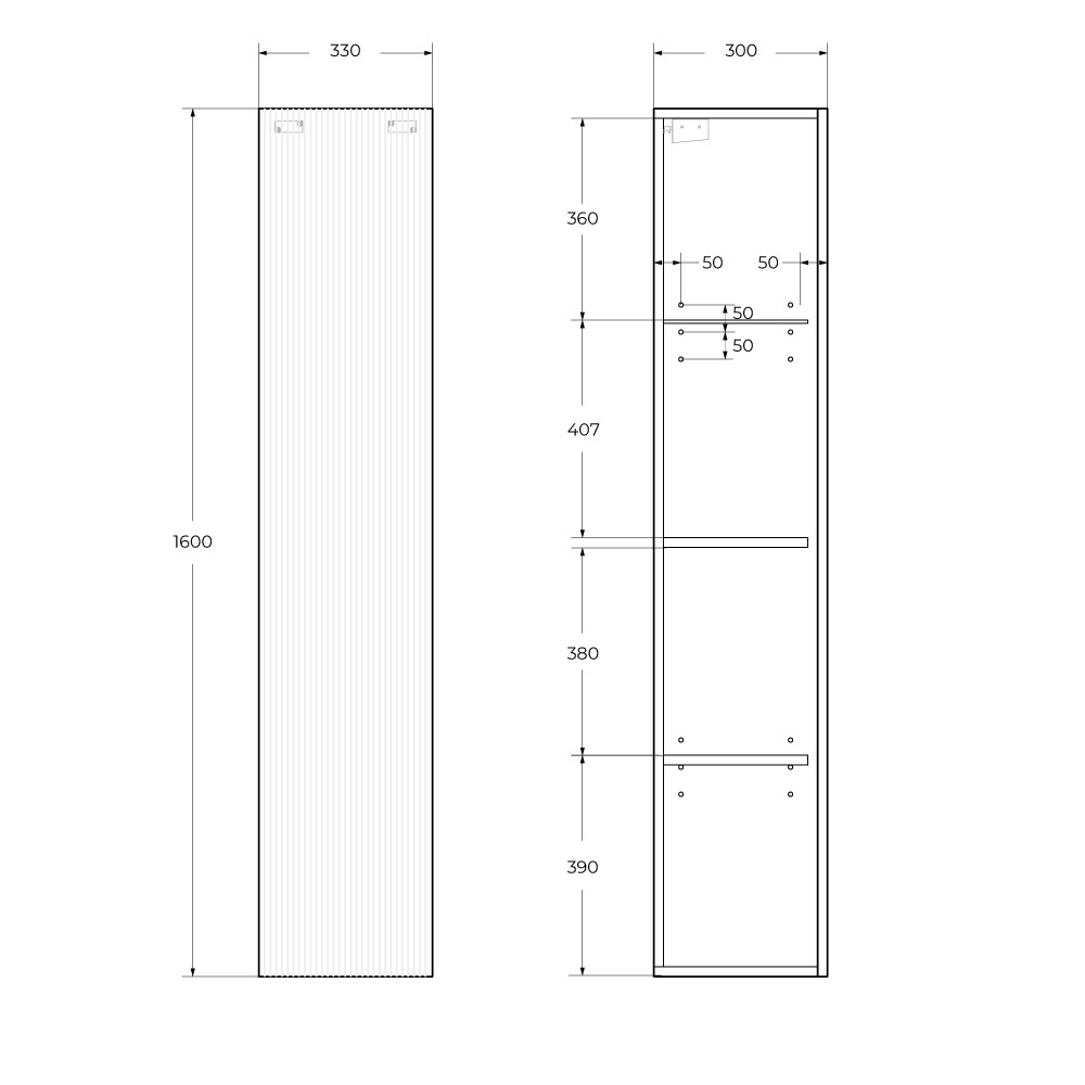 Пенал подвесной BelBagno UNO-1600-1A-SC-GSO универсальный, Темно-Серый матовый