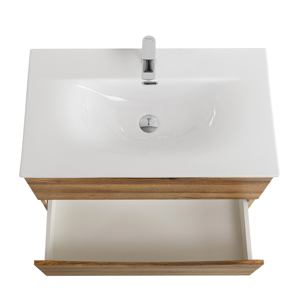 Тумба с раковиной подвесная BelBagno MARINO-CER-N-900-2C-SO-RR-P Rovere Rustico, раковина белая BB-8099-90
