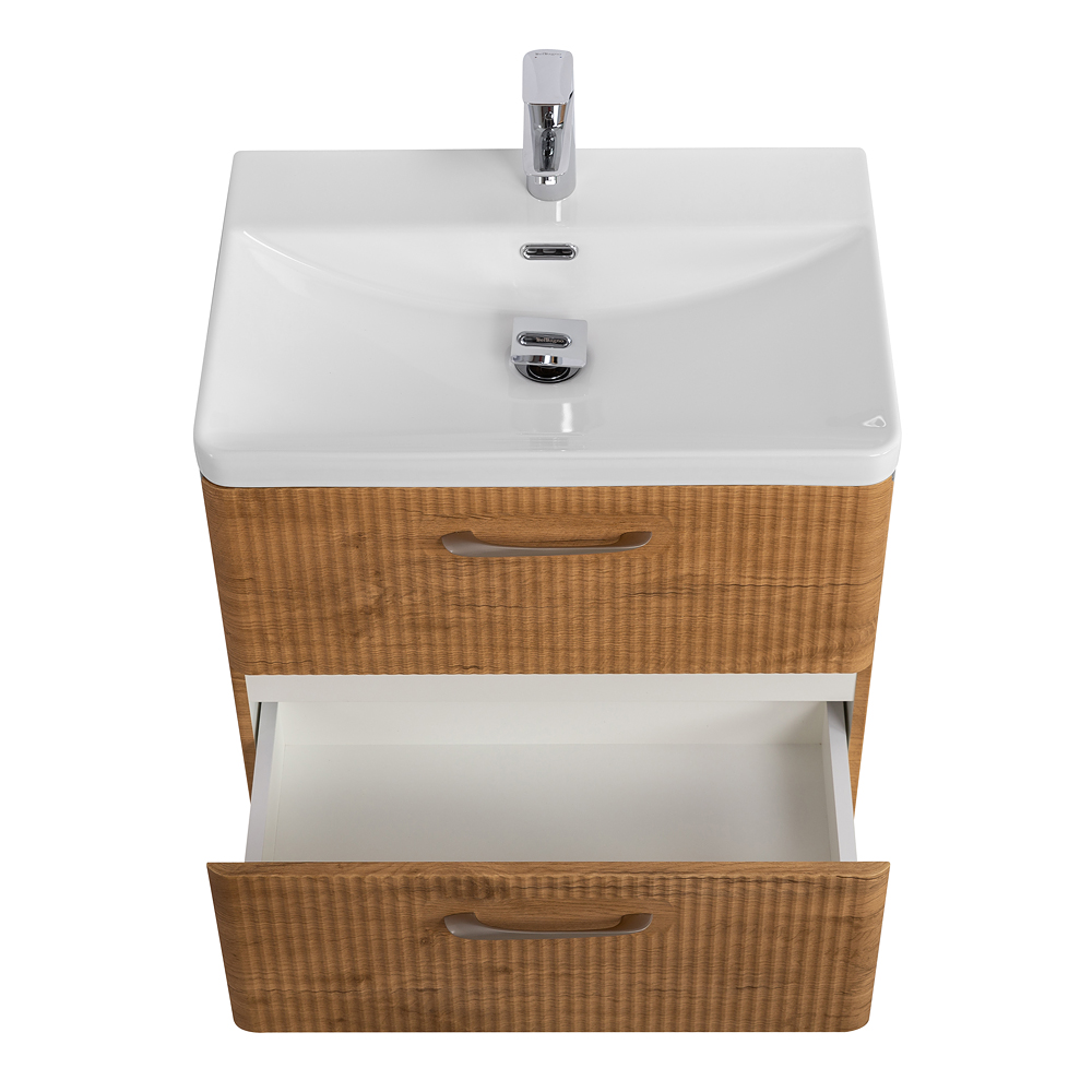 Тумба подвесная с раковиной Belbagno DUE 50 см Rovere Nature DUE-500-2C-SO-RN-P + BB-8076-3-50