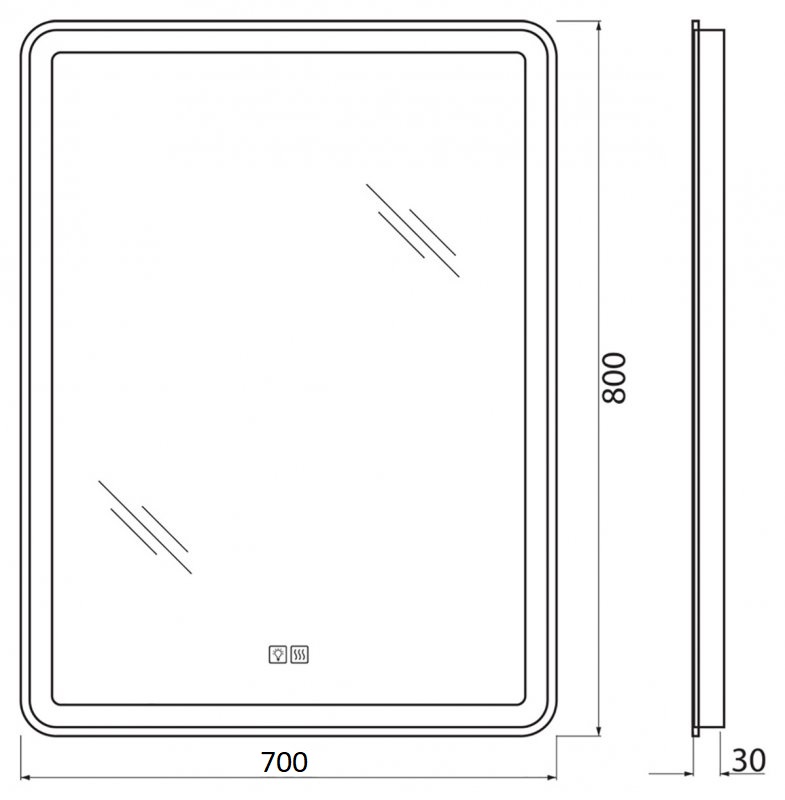 Зеркало BelBagno SPC-MAR-700-800-LED-TCH-WARM