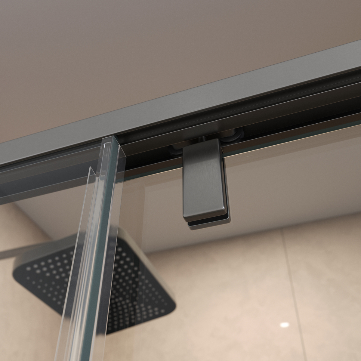 Душевая дверь шириной 140см BelBagno SOFT_CLOSE-1-BF-1-140-C-GM профиль оружейная сталь, стекло прозрачное