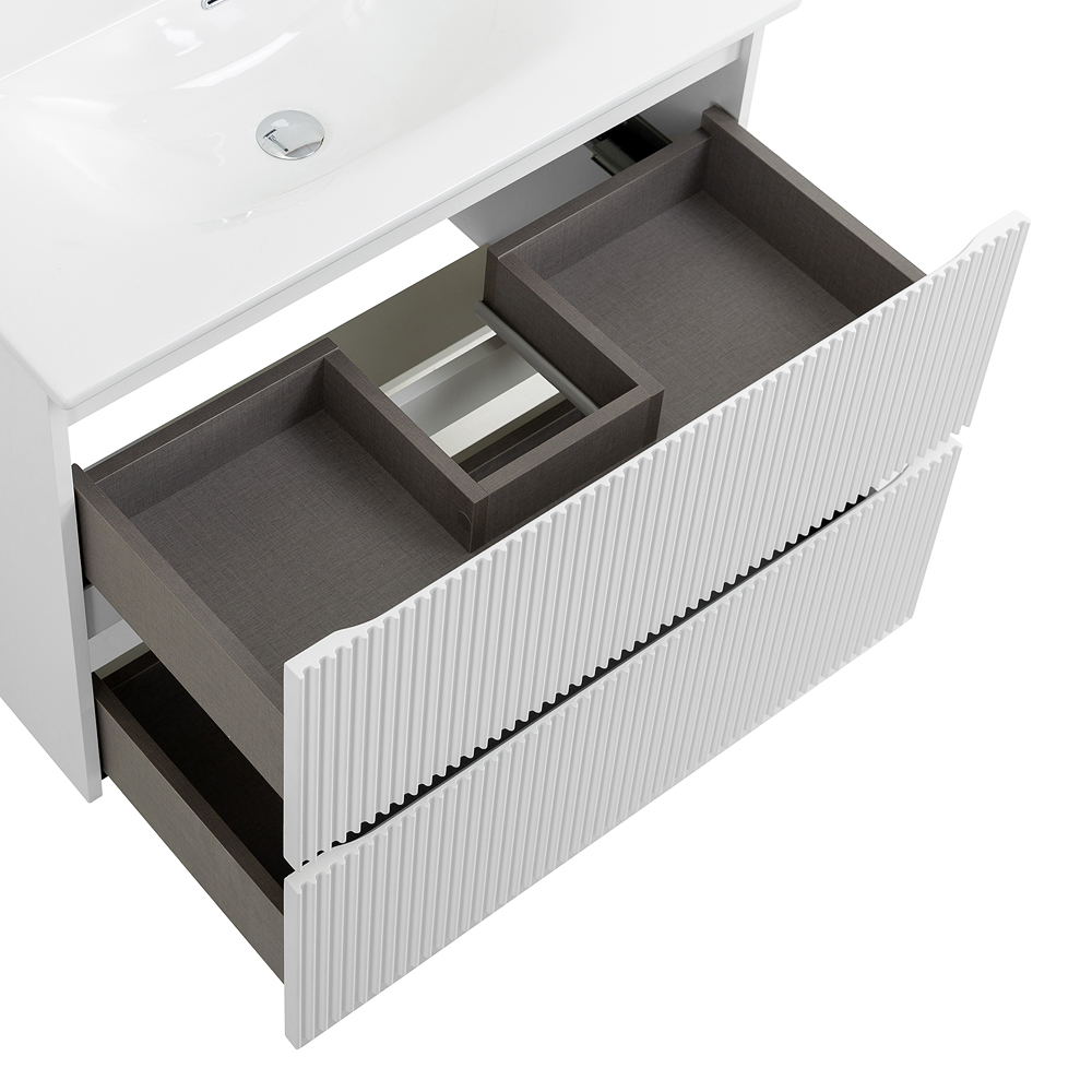 Тумба с раковиной подвесная BelBagno UNO-800-2C-SO-BO Bianco Opaco, раковина белая BB-8099-80