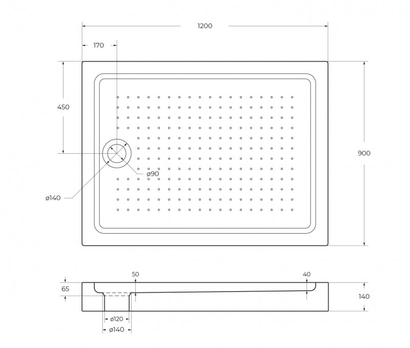Акриловый поддон 120х90 BelBagno TRAY-BB-AH-120/90-15-W с сифоном