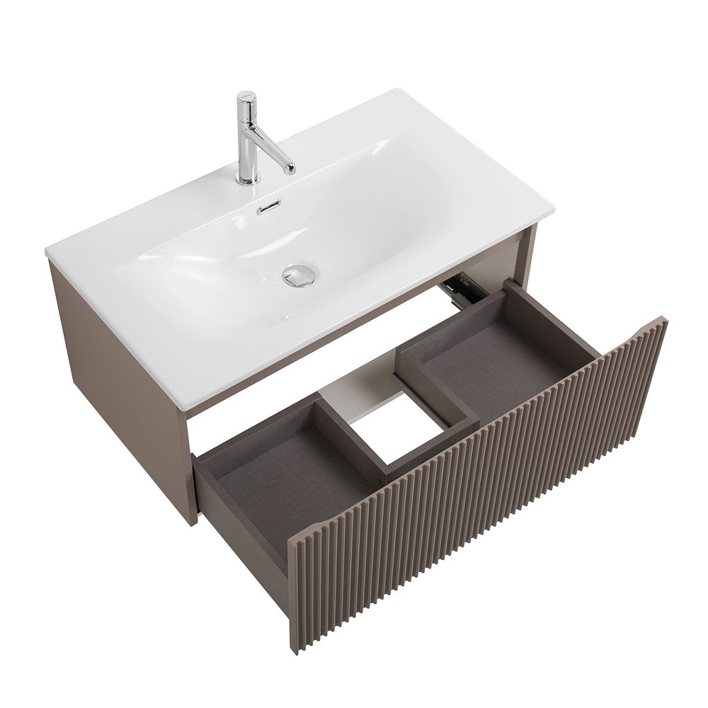 Тумба с раковиной подвесная BelBagno UNO-800-1C-SO-СO Бежевый матовый, раковина белая BB-8099-80
