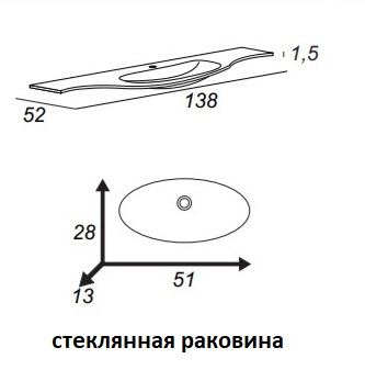 Мебель для ванной комнаты CEZARES RIALTO 136 см одна чаша Blu petrolio  55172 +  55175 +  55178