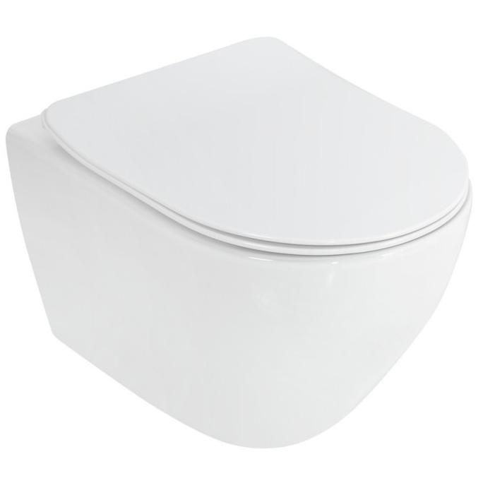 купить Унитаз подвесной Cezares STYLUS CZR-513-TH-R безободковый с сиденьем BelBagno BB2034SC 