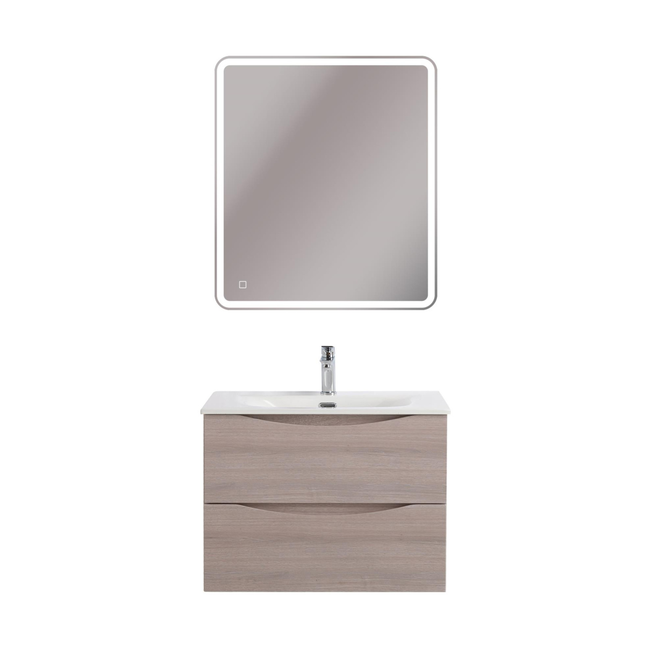 Тумба с раковиной подвесная BelBagno MARINO-CER-MINI-800-2C-SO-RG-P Rovere Grigio, раковина белая BB-8099-3-80