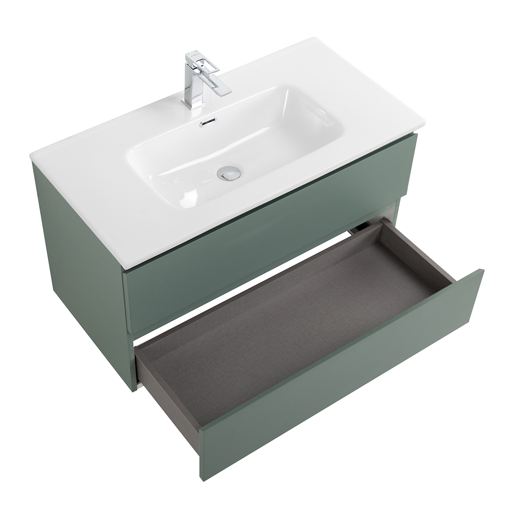 Тумба с раковиной подвесная BelBagno KRAFT-900-2C-SO-VO Еловый матовый, раковина белая BB900ETL