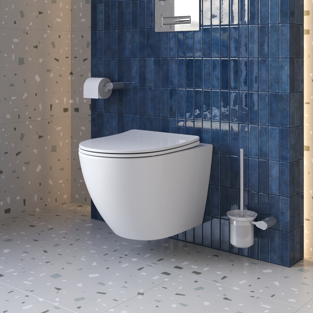 купить Унитаз подвесной безободковый с сиденьем и смывом TORNADO BelBagno SFERA-TOR BB046CH-TOR/SC 