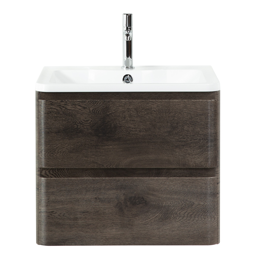 Тумба подвесная с раковиной BelBagno ALBANO-600-2C-SO-RNG Rovere Nature Grigio, раковина BB600/455-LV-MR-ALR