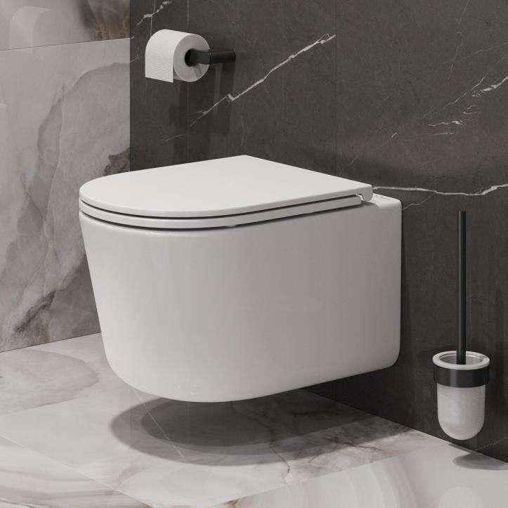 Унитаз подвесной BelBagno UNIQUE BB007CH-TOR/SC безободковый с сиденьем и смывом TORNADO