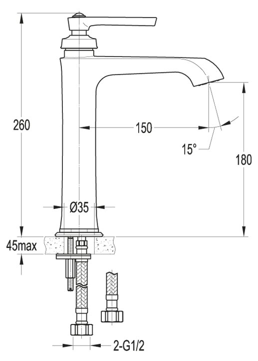 Cмеситель для раковины CEZARES LIBERTY-F-LC-01-W0